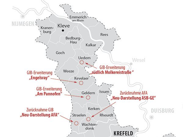 Übersichtskarte zur 2. Änderung des Regionalplanes Düsseldorf