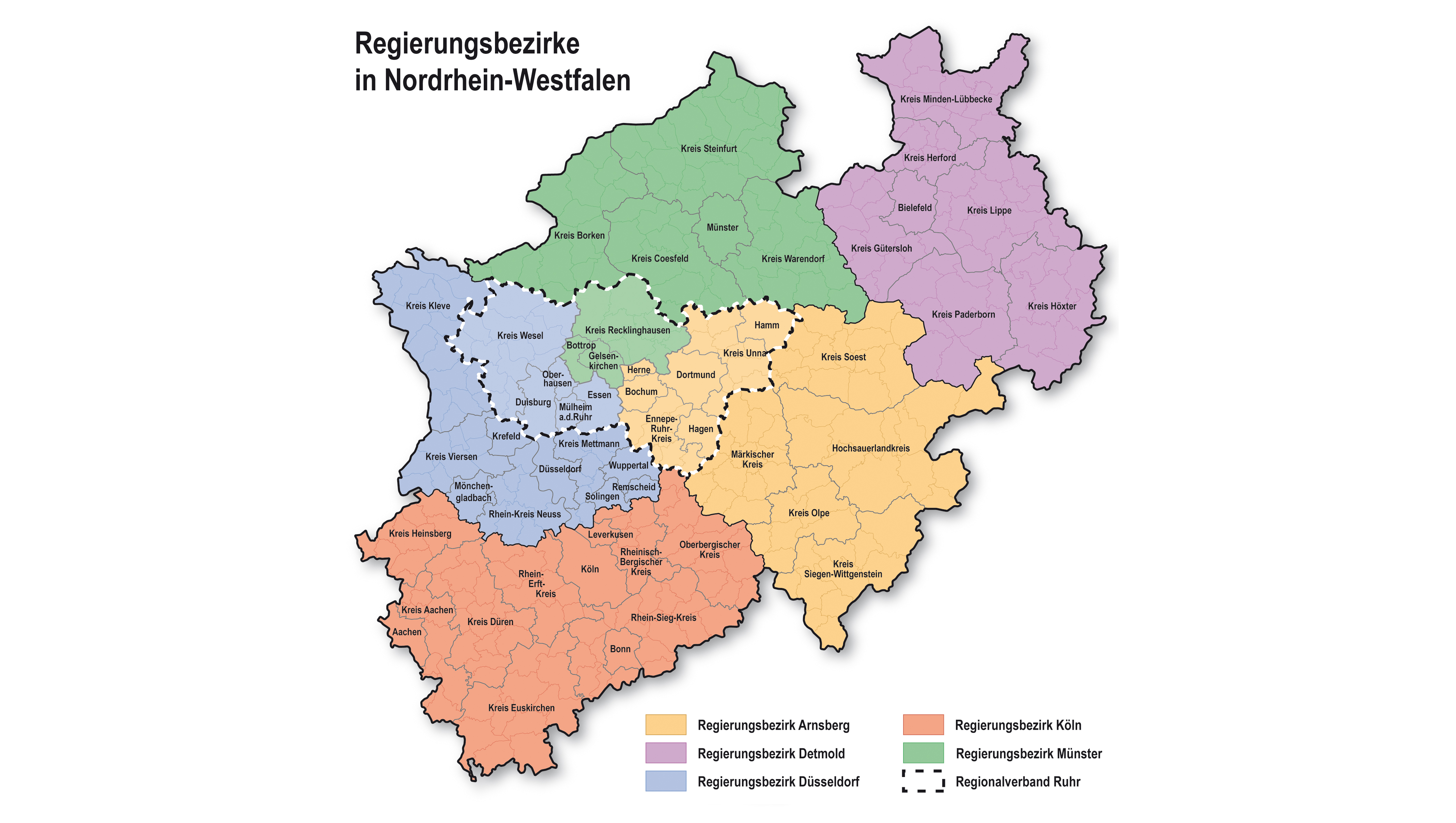 Karte Regierungsbezirke in Nordrhein-Westfalen