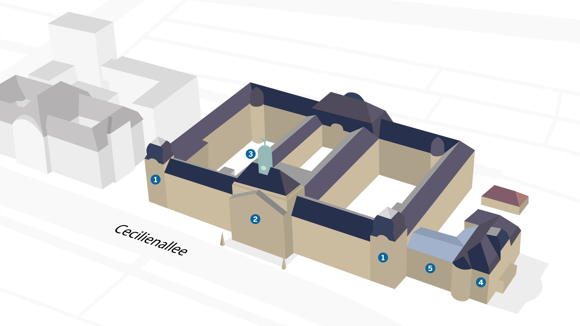 3D Modell des Hauptgebäudes der Bezirksregierung Düsseldorf