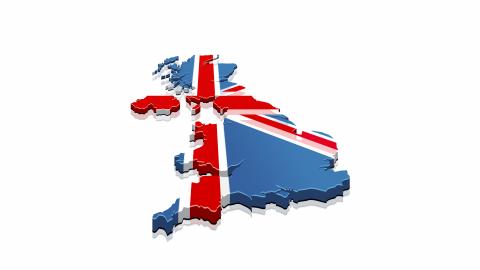 Karte von Großbritannien in den Landesfarben