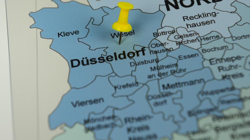 Karte des Düsseldorfer Regierungsbezirks