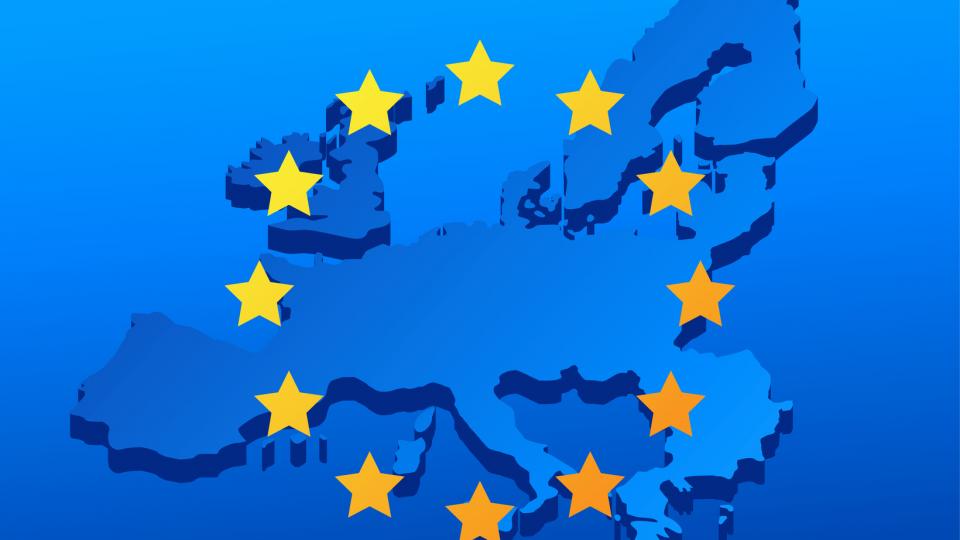 Landkarte Europa mit Flagge (Symbolbild)