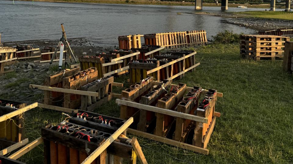 Kontrolle des Arbeitsschutzes auf der Rheinkirmes.