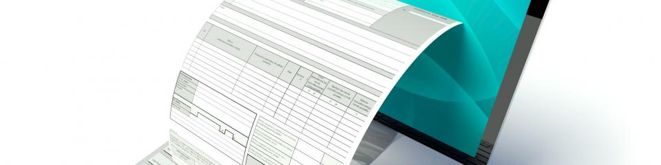 AdobeStock_45994429_Computerbildschirm.jpg Desktop-Computerbildschirm mit Steuerformular oder Rechnung