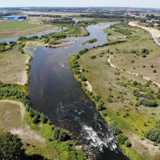 Flussmündung der Lippe in den Rhein bei Wesel