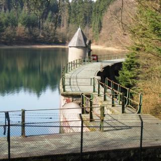 Staumauer der Sengbachtalsperre