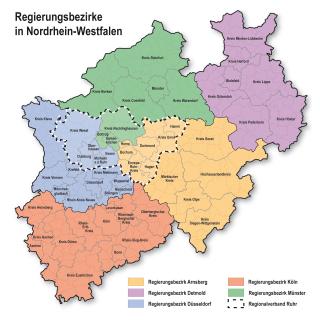 Karte Regierungsbezirke in Nordrhein-Westfalen
