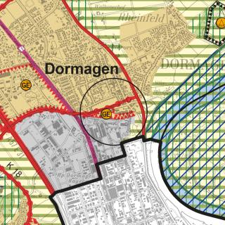 Auszug aus den zeichnerischen Festlegungen des Regionalplans Düsseldorf (RPD) in der Fassung mit den geplanten Änderungen